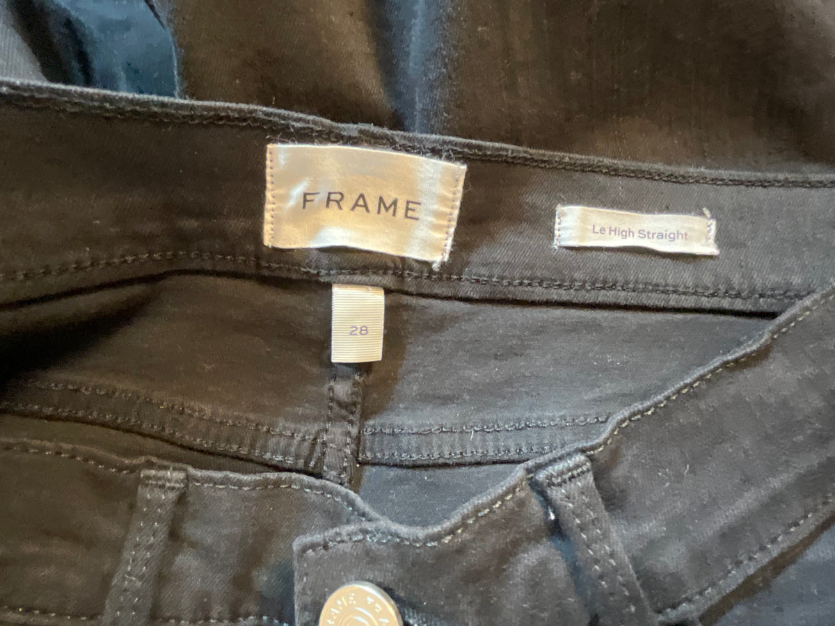 Frame Le High straight-leg jeans in black size 28 ladies