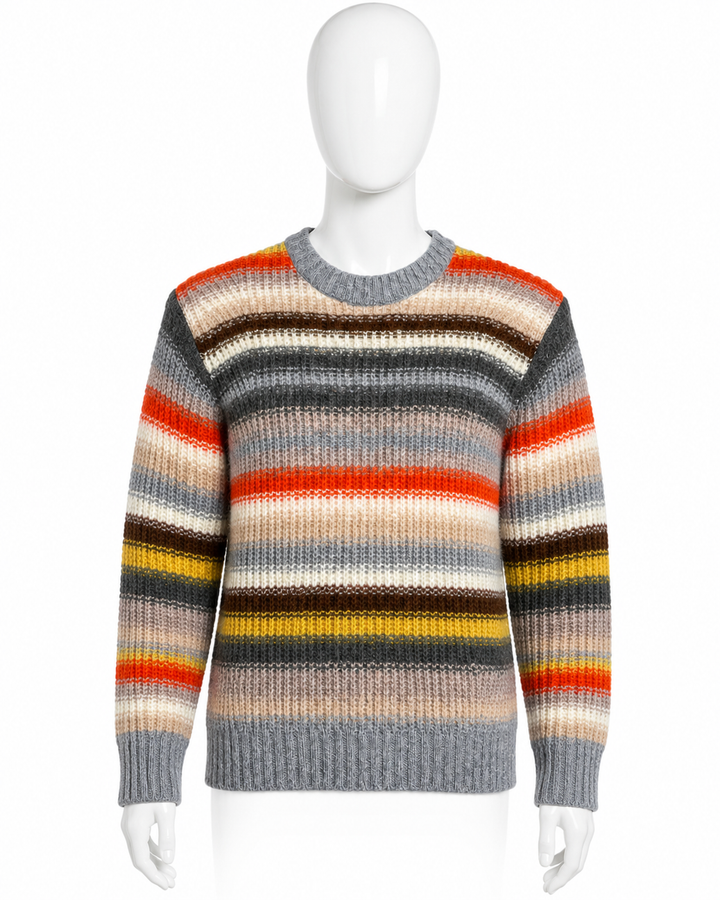 M Missoni Collection Multicoloured Striped Chunky Knit Pullover Sweater