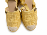 Fendi Raffia FF Embroidered Roma Ankle Wrap Espadrille Wedges size 39 ladies