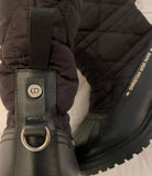 Christian Dior Frozen-D Ankle Boot Black Calfskin Cannage Quilted Nylon and White Shearling size 38 ladies