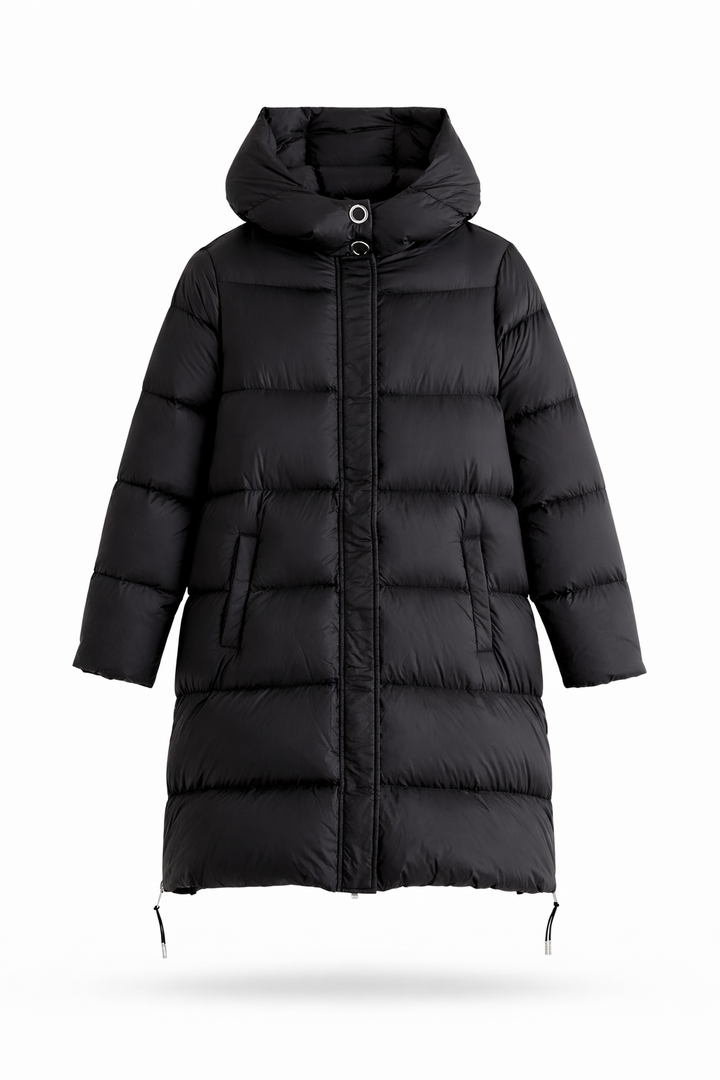 Claudie Pierlot BLACK DOWN LONG JACKET SIZE F 38 LADIES