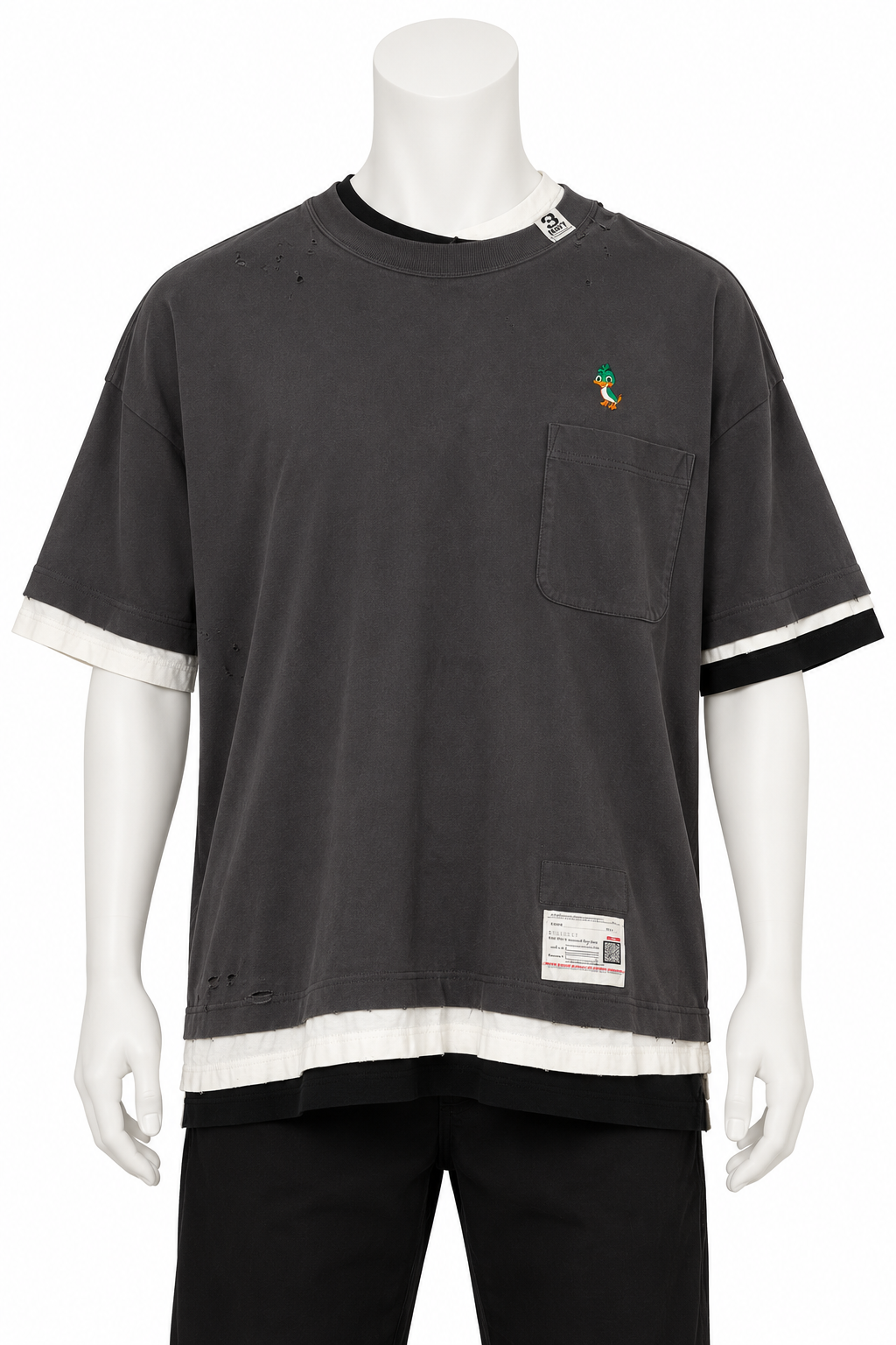 Maison Mihara Yasuhiro Men’s Distressed Layered Pocket T-Shirt – Size 44 men