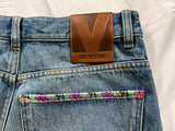 Valentino 2025 Logo Patch Floral-Trim Denim Jeans Size 27 ladies