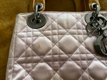 CHRISTIAN DIOR Satin Cannage Mini Lady Dior Champagne Bag Handbag ladies