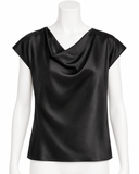 Vince Black Silk Cowl Neck Blouse size L ladies