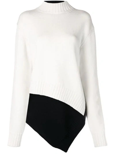 Monse Two Tone Wool Asymmetric Sweater In White & Navy Size XS ladies