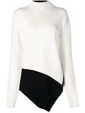 Monse Two Tone Wool Asymmetric Sweater In White & Navy Size XS ladies