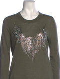 Zadig and Voltaire crystals miss eagle cashmere sweater jumper in khaki ladies