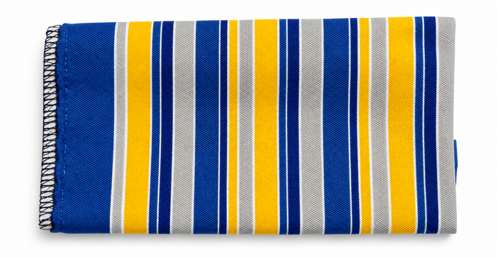 Men’s Striped Pocket Square – Blue, Yellow & Grey men