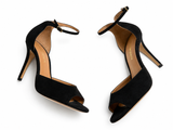 Emporio Armani Black Suede Ankle Strap Heels – Size EU 38 ladies