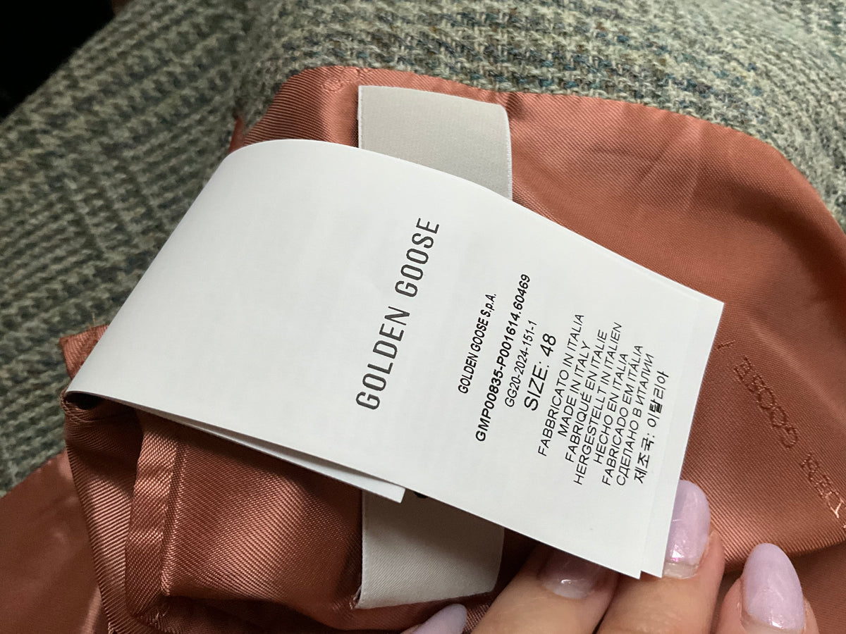 GOLDEN GOOSE Double-Breasted Checked Jacket Coat Size 48 Men