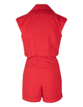 Balmain Red Linen Playsuit Romper Jumpsuit size Size F 36 UK 8 US 4 S small ladies