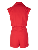 Balmain Red Linen Playsuit Romper Jumpsuit size Size F 36 UK 8 US 4 S small ladies