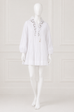 Sandro Moana Lace-Trimmed Pintucked Cotton Poplin Mini Dress ladies