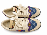Gucci Calfskin Lame GG Monogram Web Womens Screener Sneakers Size 39 ladies