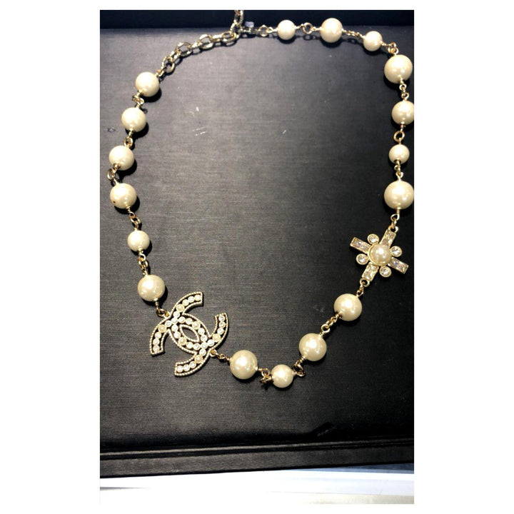 CHANEL CC Faux Pearl Chocker Necklace ladies