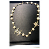 CHANEL CC Faux Pearl Chocker Necklace ladies