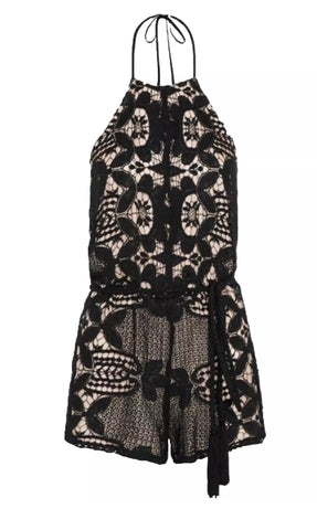 MIGUELINA Harriet crocheted black cotton playsuit romper Size XS ladies