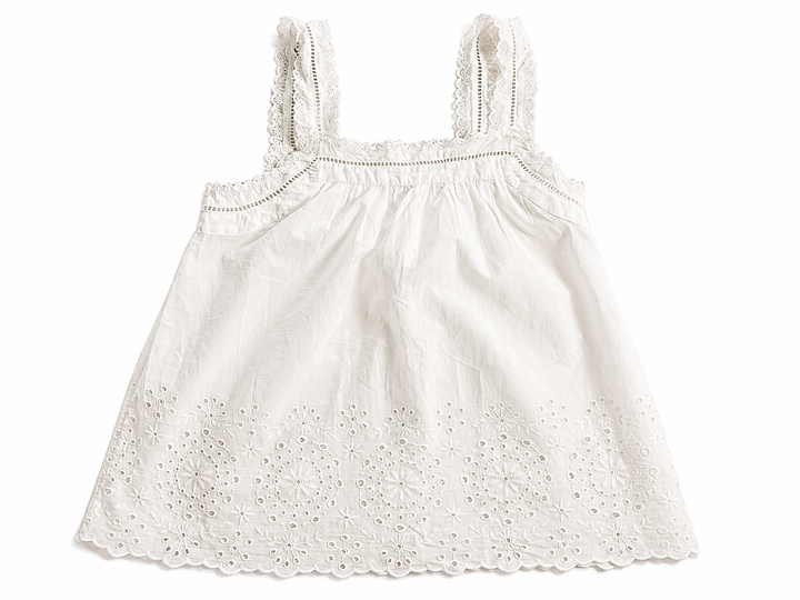 The White Company Woman Broderie Anglaise White Blouse ~Top size UK 8 S small ladies