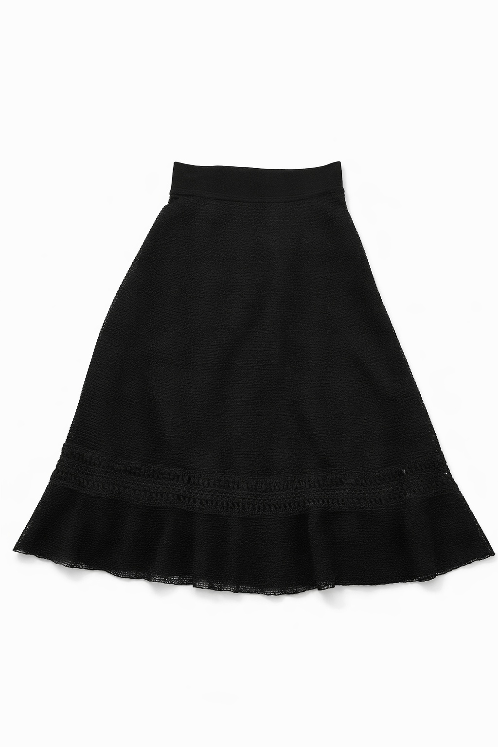 Valentino Openwork Black Midi Skirt Size M medium ladies