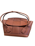 BOTTEGA VENETA French Calfskin Large Intrecciato Arco 33 Wood Brown Bag Handbag ladies