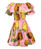 Dolce& Gabbana Pink Pineapple Print Bardot Mini Dress Size I 40 UK 8 S small ladies