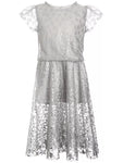 Stella McCartney KIDS Girl's Silver Stars Tulle Dress In Grey Size 8 years old children