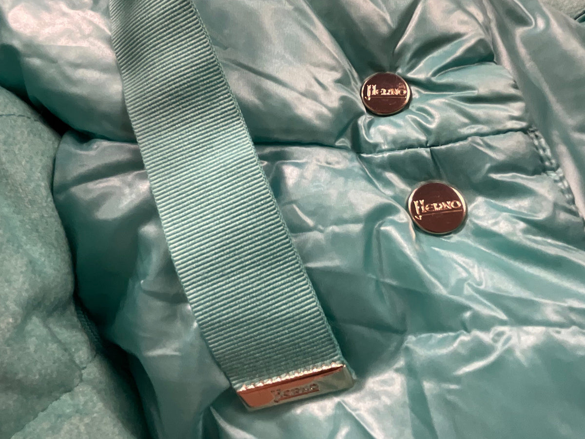 Herno Cashmere Trim Green Puffer Jacket size I 42 UK 10 US 6 ladies