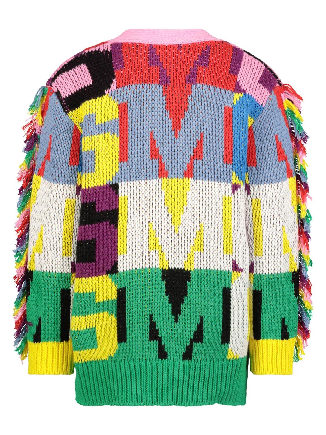 STELLA MCCARTNEY KIDS GIRLS’ Knit Fringe Multicolour Cardigan Size 10 years children