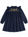 Bonpoint Navy Wool Cotton Embroidered Dress size 14 years children