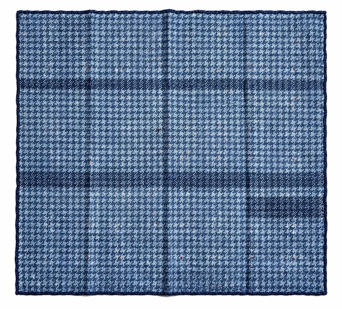 Brunello Cucinelli Blue Double-Sided Linen & Cotton Pocket Square men
