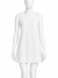 M&S White Linen-Blend Scalloped Mini Dress ladies