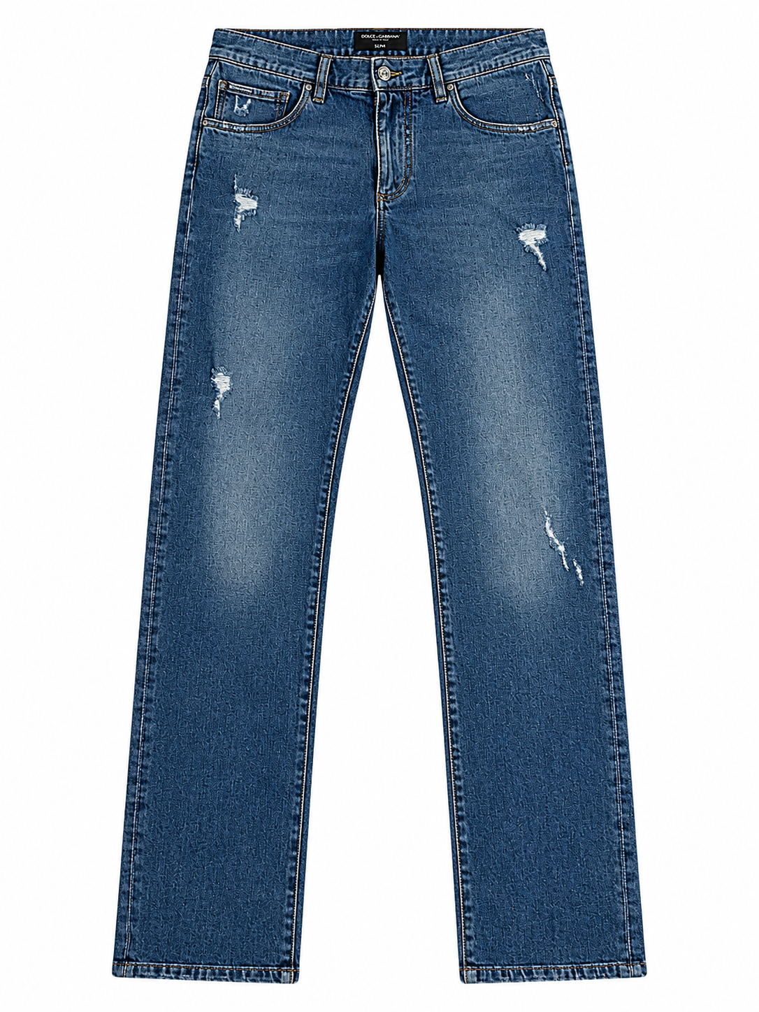 Dolce & Gabbana Men’s Blue Distressed Slim Fit Jeans – Size IT 48 men