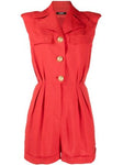 Balmain Red Linen Playsuit Romper Jumpsuit size Size F 36 UK 8 US 4 S small ladies