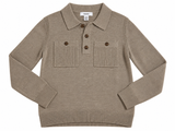 Reiss Kids Knitted Polo Jumper – Beige/Taupe – Age 8–9 Years children