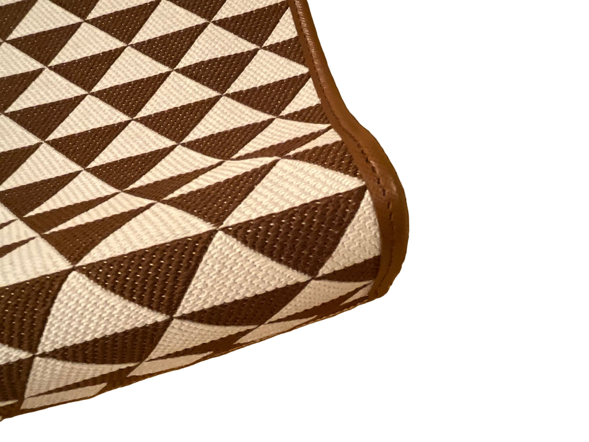 Prada Jacquard Saffiano Triangolo Symbole Embroidered Large Tote Bag in Brown Tobacco ladies