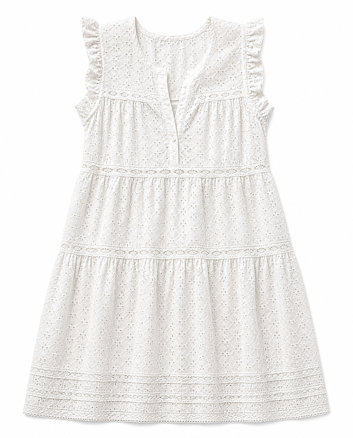 White Eyelet Babydoll Beach Dress Ladies