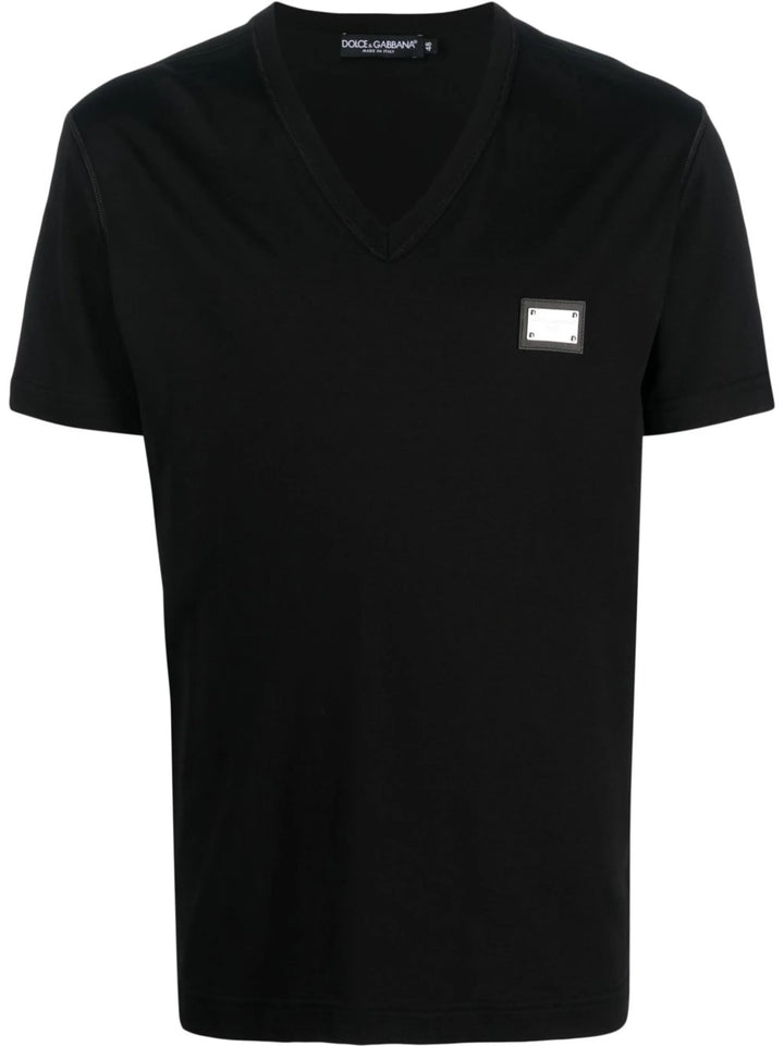 Dolce & Gabbana plaque V neck black T shirt size I 50 men