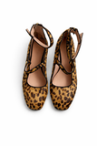 J. Crew Sally Mary Jane Shoes Ballet Flats Women Leopard Calf Hair Leather Size 38 ladies