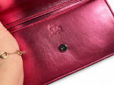 Christian Louboutin Loubi54 Metallic Pink Patent Leather Crossbody Clutch Bag ladies