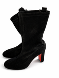 Christian Louboutin Black Suede Gena Mid Calf Boots Size 38 1/2 ladies