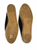 Chanel Patent Calfskin Metallic Goatskin CC Espadrilles Black Size 39 UK 6 US 9 ladies