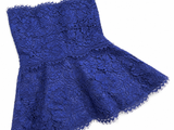 Valentino Garavani Royal Blue Scalloped Lace Strapless Peplum Top – Size 6 ladies