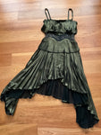 ELIE SAAB Bronze Pleated Silk Insert Plisse Asymmetric Dress F 36 UK 8 US 4 S ladies