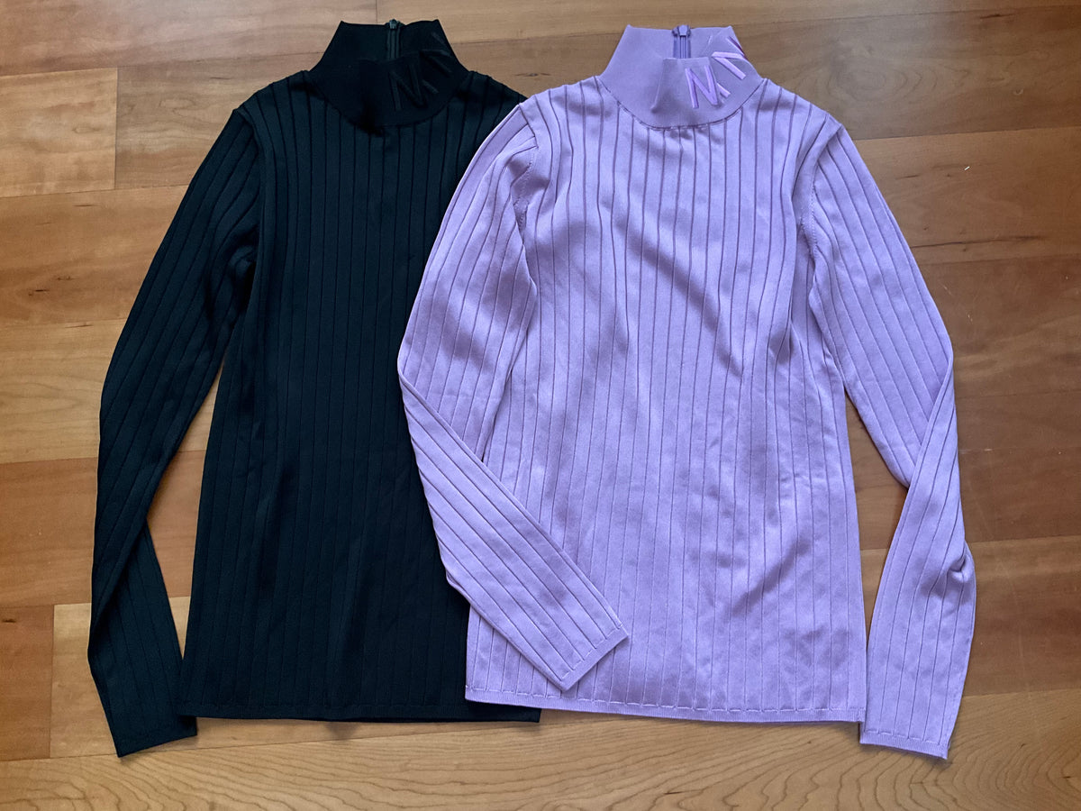 Nina Ricci Logo Knit Turtleneck Sweater Jumper Top Black or Purple ladies