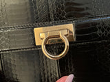 SALVATORE FERRAGAMO Small Sofia bag in python, Black ladies