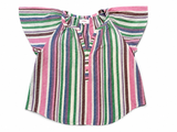 Xirena Striped Linen Blend Flutter Sleeve Blouse – Size S ladies