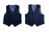 Romano navy blue paisley fabric vest waistcoat size 3 & 4 years old children