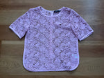 Goen J Pink Raschel Corded Lace BLOUSE SIZE UK 10 US 6 ladies