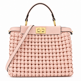 Fendi Nappa Woven Mini Peekaboo Iconic Satchel – Rosa Confetto Bag Handbag ladies